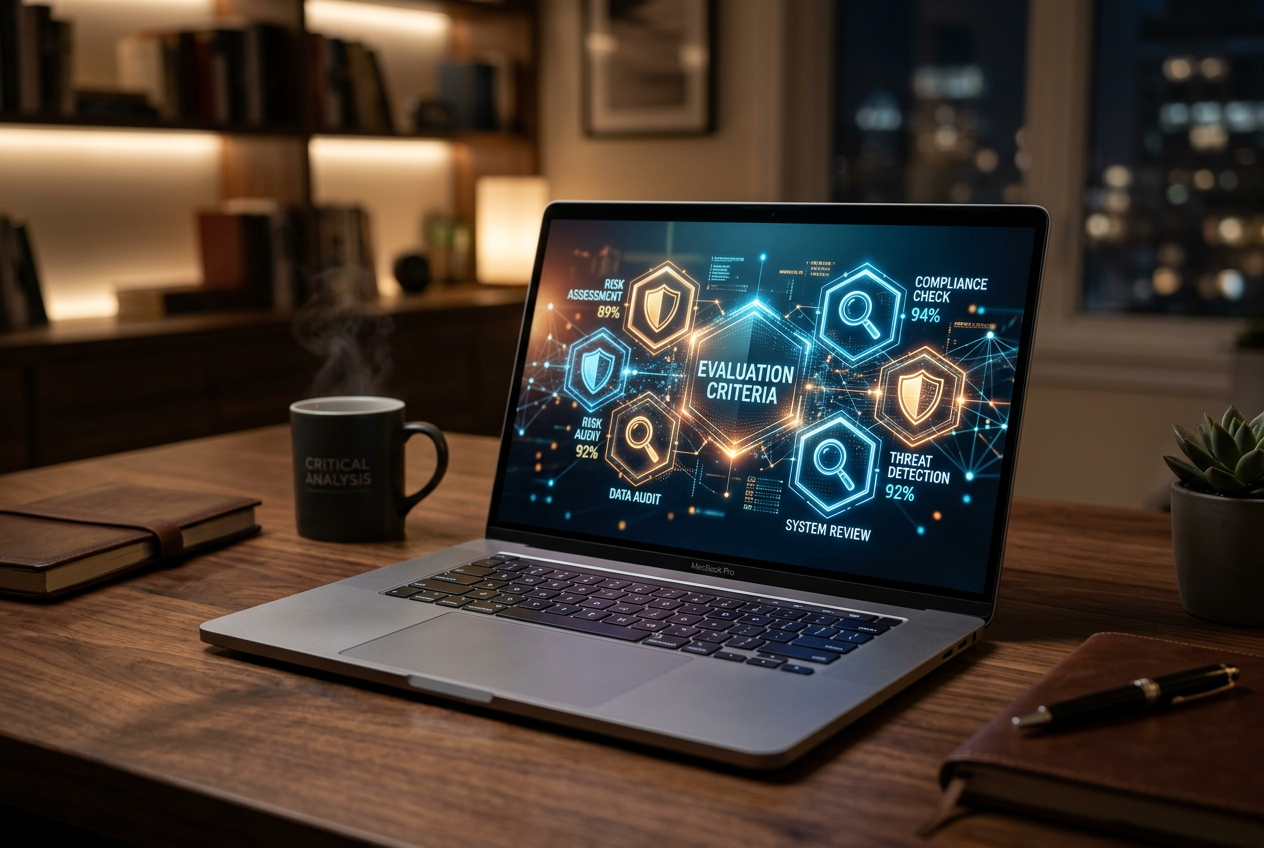 Digital representation of security and evaluation criteria for online casinos.